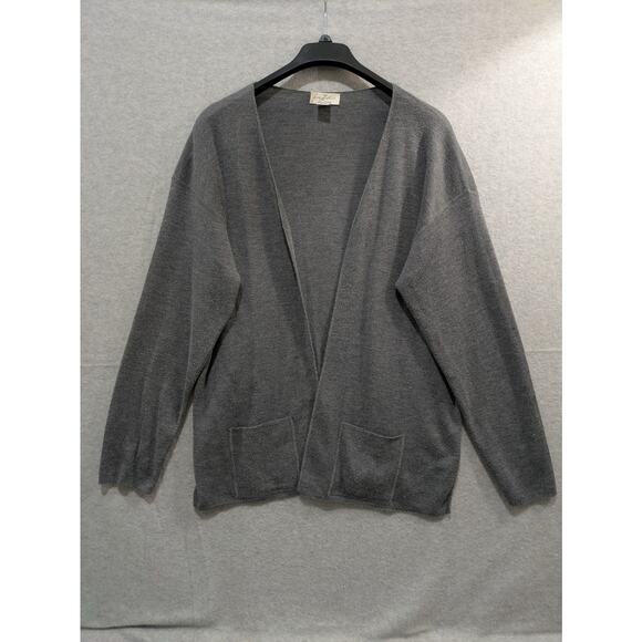 Laura Leigh Open Cardigan Women's XL Gray Wool Batwing Pockets Comfy‎ Sweater - Picture 1 of 9